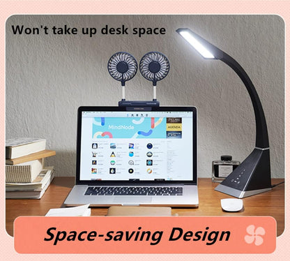 Monitor Fan with LED Lights, USB Desktop Fan with 2 Rotatable Heads, 3 Speeds Desk Fans Small Quiet with Sturdy Adjustable Clamp, Strong Wind Office Personal Cooling Fans for Laptop, Desktop.