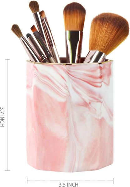 Pen Holder, Pencil Holder for Desk, Marble Desk Organizer Cute, Durable Ceramic Pencil Cup, Decorative Makeup Brush Holder Cup, Stationery Holder for Office, Home, Gray Marble