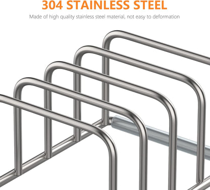 KORRTFID Cutting Board Holder Stand, Chopping Board Storage Rack, Cutting Board Organizer, 304 Stainless Steel Chopping Board Holder, Cookie Sheets Organizer 1.0+1.2 Inch Width Slots(Large)