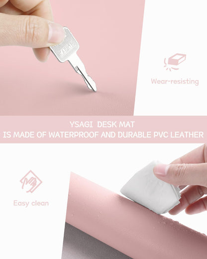 YSAGi Non-Slip Leather Desk Pad, Waterproof Laptop Computer Desk Keyboard Mat, Table Protector Blotter Mat, Large Mouse Pad for Office/Work/Home/Decor(Black, 31.5" x 15.7")