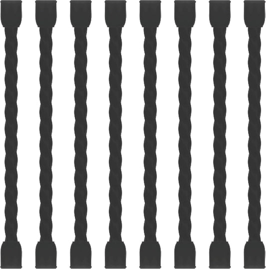 8Pcs 12-inch Silicone Cable Ties Reusable Steel-Core Silicone Twist Cable Tie Straps for Bundling and Organizing Colorful Bendable Holder Strap for Indoor and Out All Purpose, Black