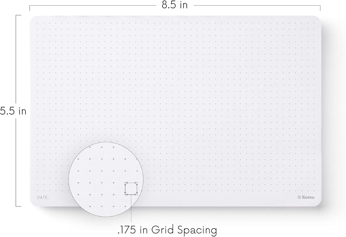 Notsu Dot Grid Desk Notepad 2 Pack | Minimalist Dotted Memo Mouse Pads with Premium Thick Paper, Small 5.5" x 8.5"