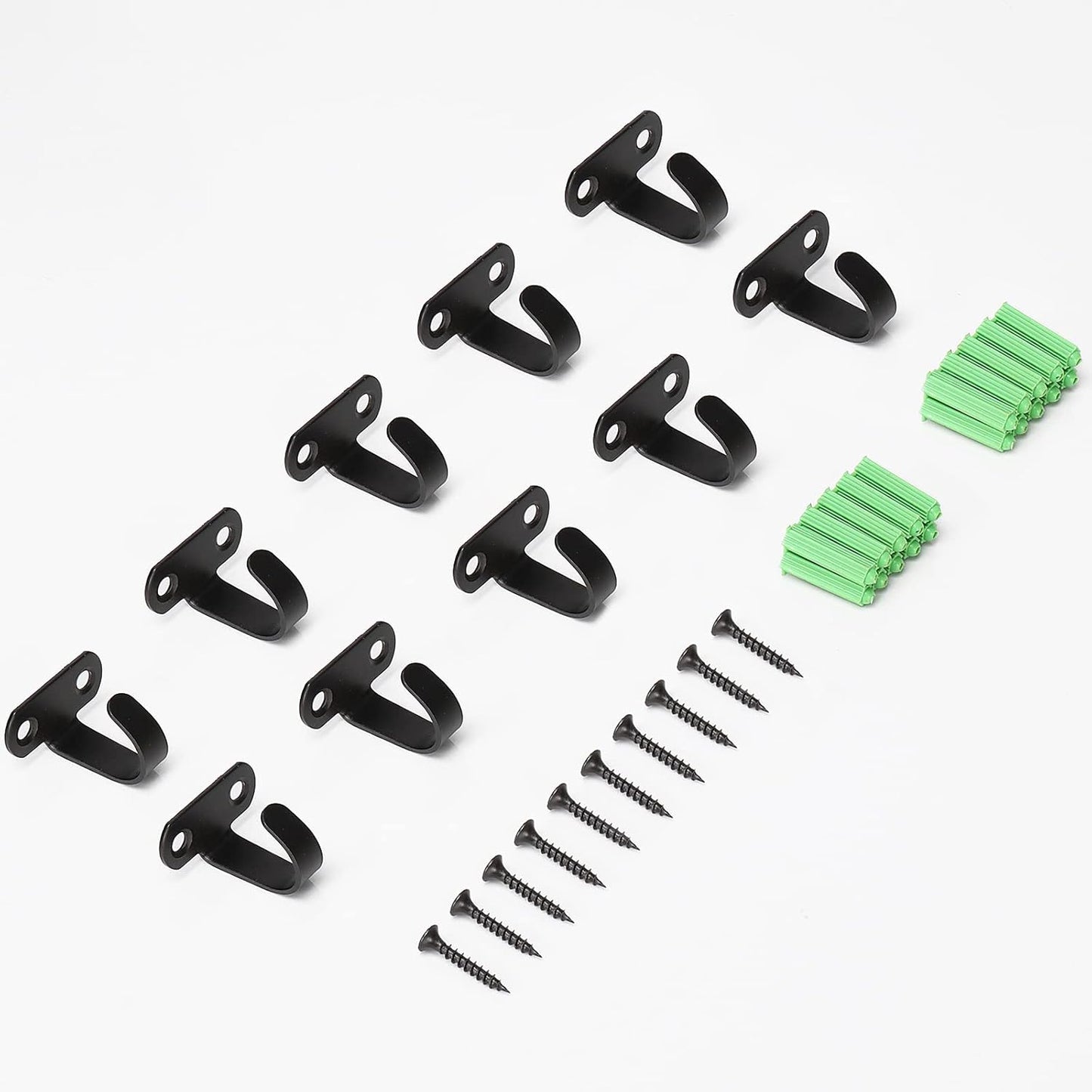 NearMoon Stainless Steel Screw Mounted Ceiling Hooks, Under-Shelf Towel/Robe Clothes Hook Heavy Duty Coat Hanger for Bathroom Kitchen Cabinet Garage, 10 Pack (Matte Black)