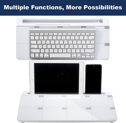 TSJ OFFICE Small Desktop Whiteboard -Glass Dry Erase Board Computer Keyboard Stand White Board Surface Pad with Drawer, Desk Organizers with Accessories for Office, Home, School Supplies - White