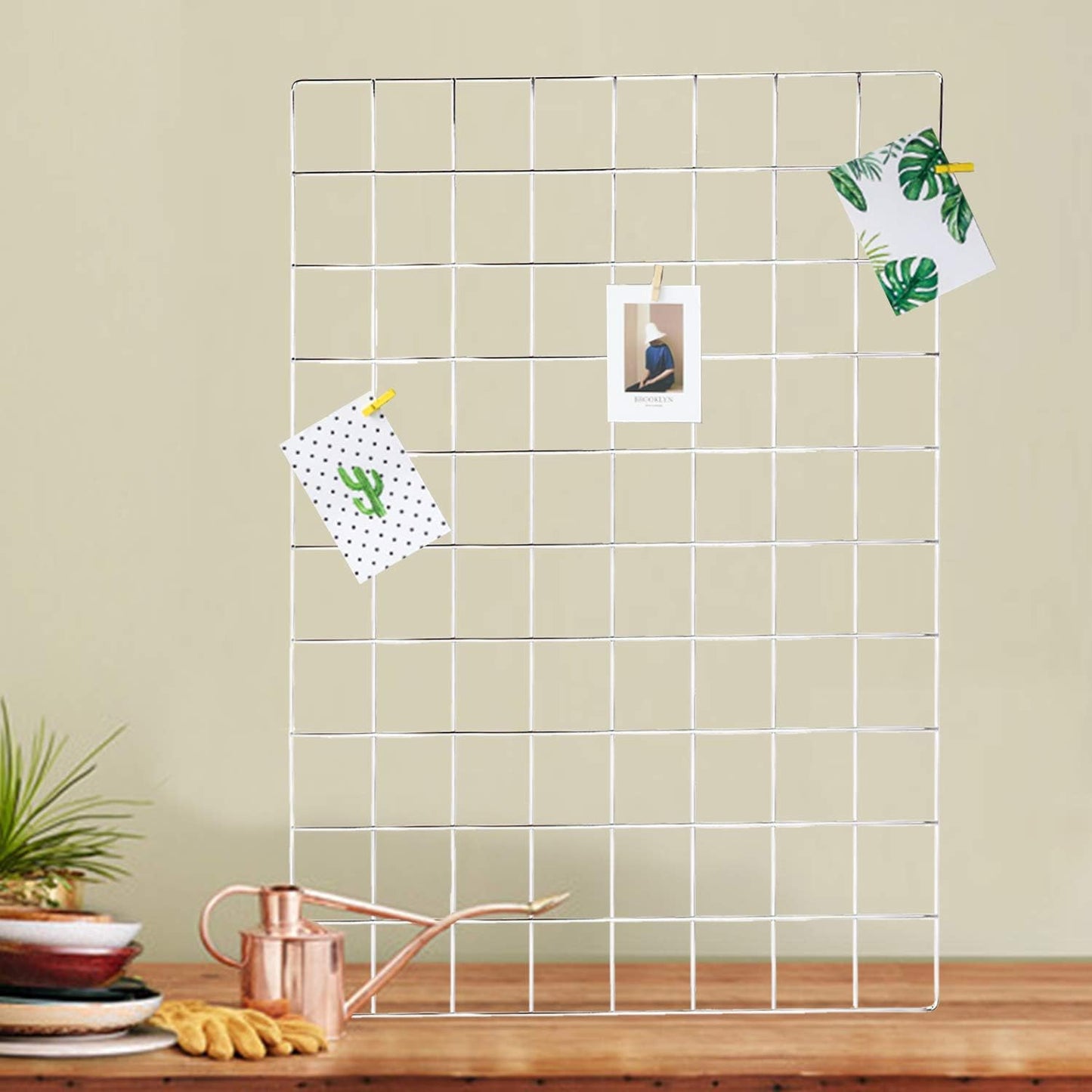 2 Pack Large Wall Grid Panels with Light and Clips, Photo Display Board, Picture Frame Collage Board, Wire Grid Wall Panel Room Decoration,Black