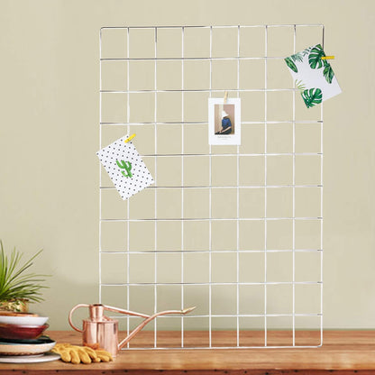 Wall Grid Silver Wire Photo Grid Panels Desk Wall Organizer Metal Memo Board, 25.6" x17.7, 2 Pack