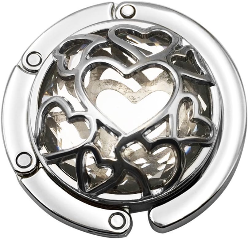 Multiple Hearts Style Premium Foldable Handbag Bag Purse Hanger Table Hook Holder (Gray)
