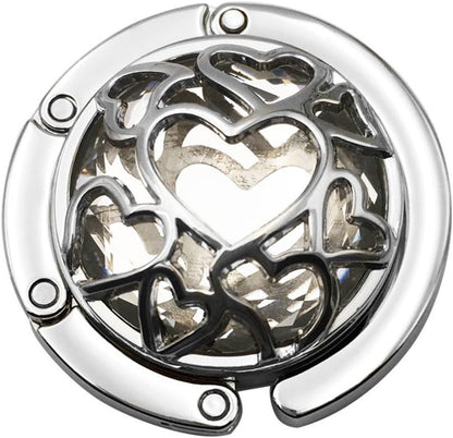 Multiple Hearts Style Premium Foldable Handbag Bag Purse Hanger Table Hook Holder (Gray)