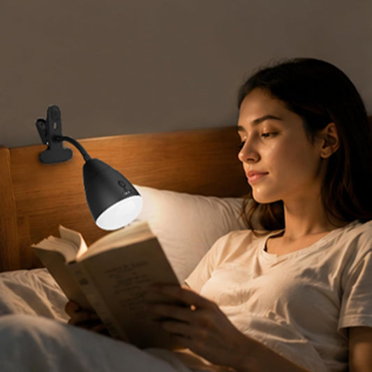 Clip on Light, Rechargeable Desk Lamp, 10 Brightness Levels, 3 Color Modes, 5000mAh Battery Operated, Cordless Reading Lamp with Clamp for Bed, Headboard, Bedside Table