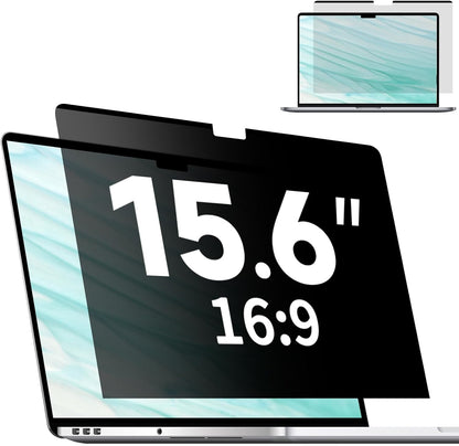 Magnetic Laptop Privacy Screen 15.6 Inch 16:9, Removable Matte Anti Glare Blue Light Filter - Computer Privacy Shield for 15.6in Laptop