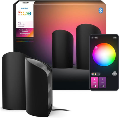 Philips Hue Smart Play Light Bar Base Kit, Black, 2 Pack, White & Color Ambiance LED Color-Changing Light Requires Bridge, Control with App, Works with Alexa, Google Assistant and Apple HomeKit