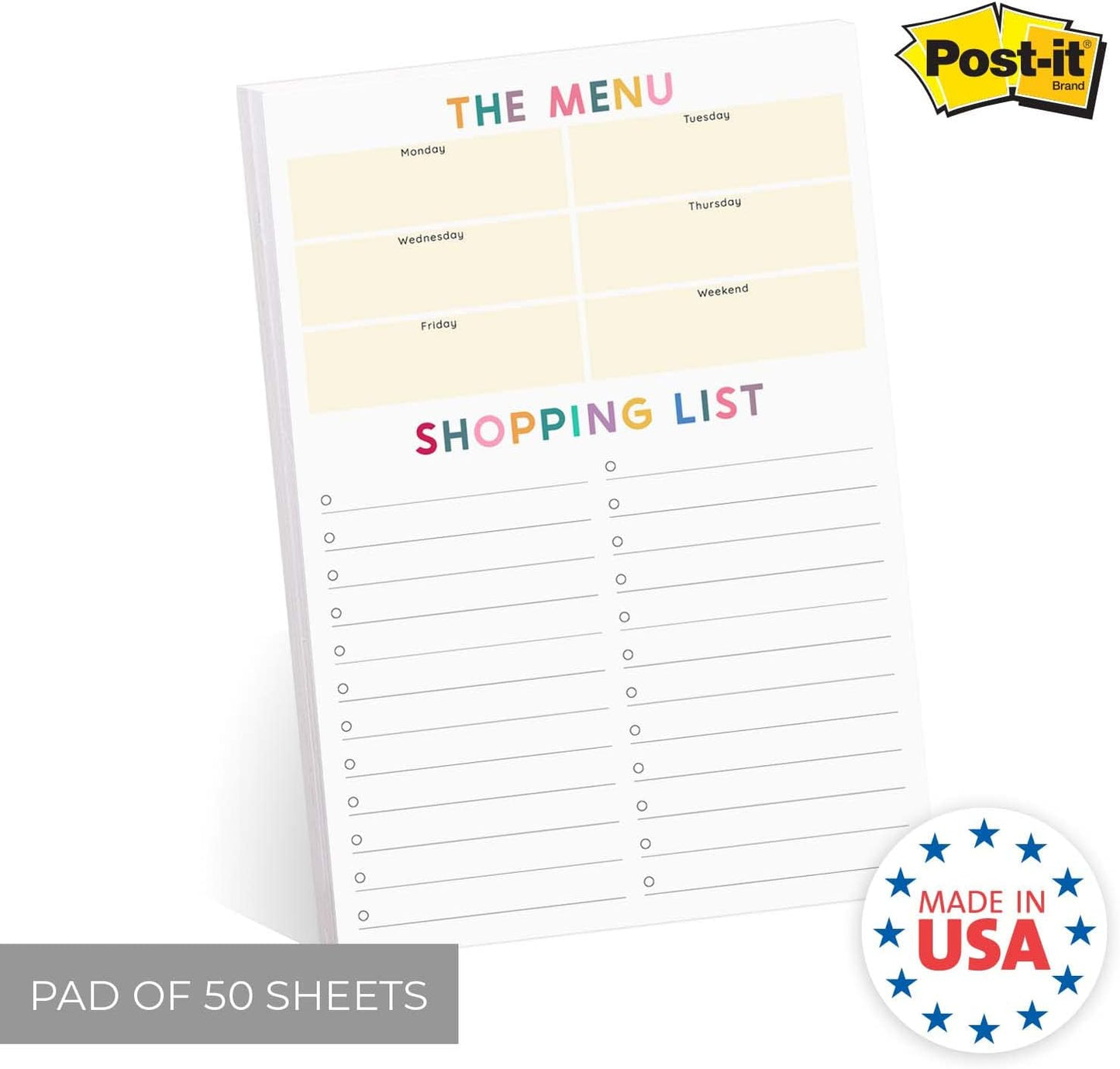 Modern Habit Tracker Sticky Note Pad / 50 Sheets / 8" x 11.5" Positive Habit List Sticky Notes/Weekly Accountability Checklist/Made in The USA
