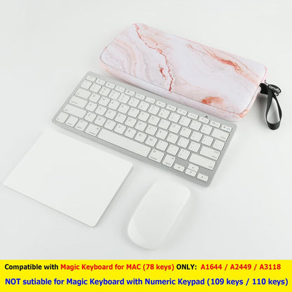 Neoprene Carrying Keyboard Sleeve Case Bag Protection Pouch Compatible with Magic Keyboard 1 & 2, Wireless Keyboard, Magic Mouse, Magic Trackpad and Wireless Trackpad (White Marble Pattern) …