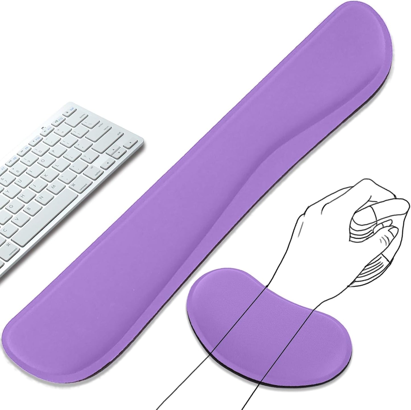 Keyboard Wrist Rest and Mouse Wrist Rest Set - Ergonomic Memory Foam Wrist Cushion - for Wrist Support on Computer, Laptop, Office, Playing Games, Typing Relieves Wrist Pain Rose Red