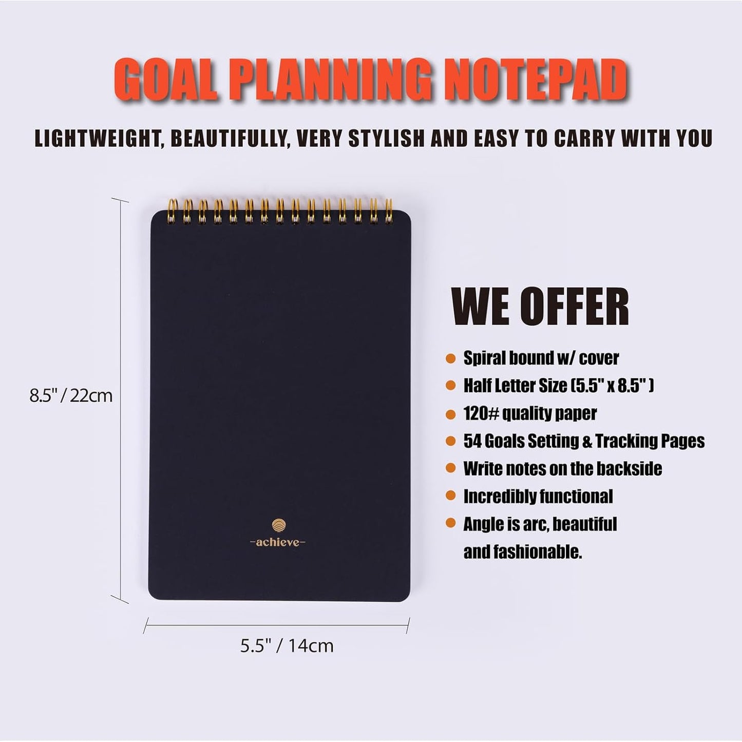 ZERONE CENTRE Productivity Weekly Planner - 54 Sheets Dashboard Spiral Deskpad Has 6 Focus Areas to List Tasks for Goals, Projects, Clients, Academic, or Shopping-Organize Your Daily Work Efficiently