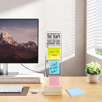 Monitor Memo Board with Removable Wooden Base Acrylic Portable Sticky Note Holder, It's Fine I'm Fine Everything is Fine Logo Office Desk Desk Set Sticky Notes 100 Sheets