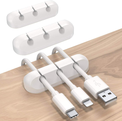 SOULWIT Cable Holder Clips, 3-Pack Cable Management Cord Organizer Clips Silicone Self Adhesive for Desktop USB Charging Cable Nightstand Power Cord Mouse Cable Wire PC Office Home - Black