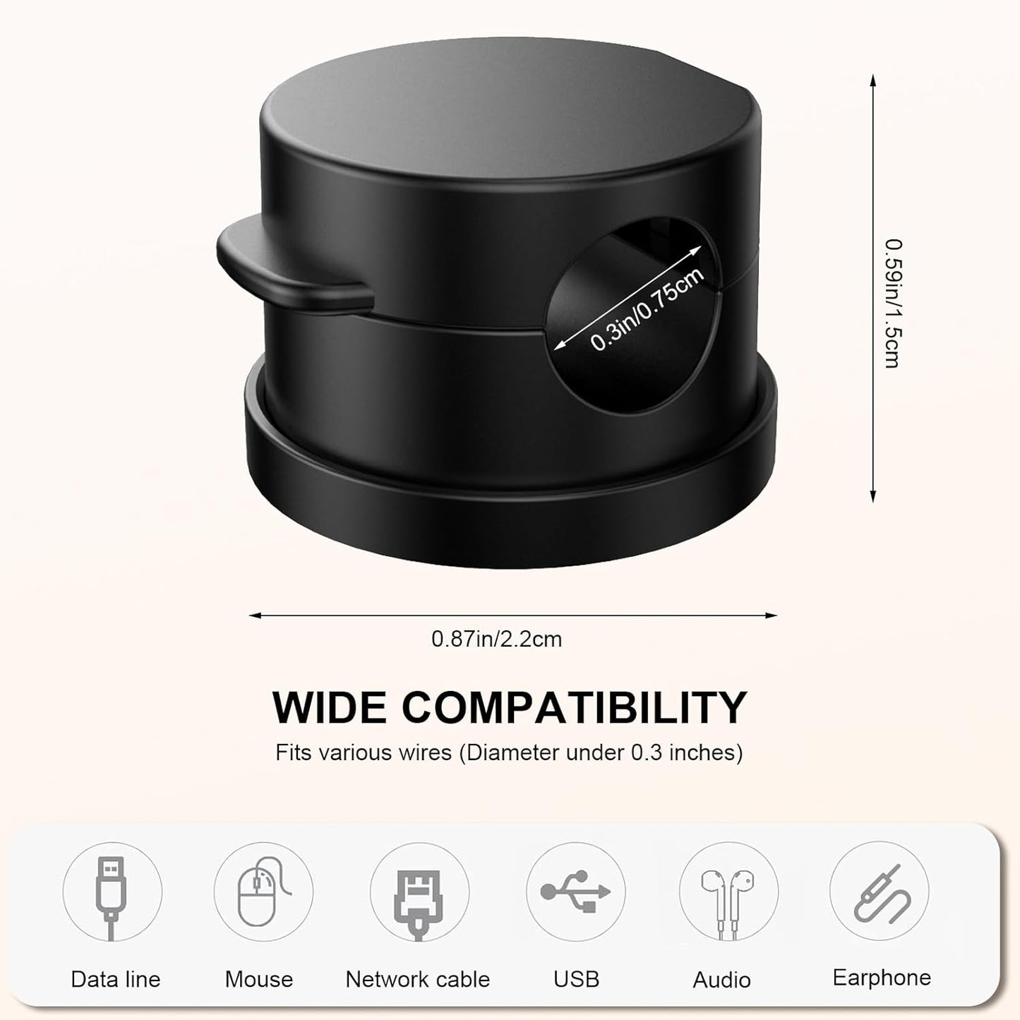 6pcs Magnetic Cable Clips, 360° Swiveling Adhesive Cable Organizer - Compact Cable Holder for Desk, Nightstand, Car, Kitchen & Home Office - Charger Cord Holder Solution by MarLigavid (Black)