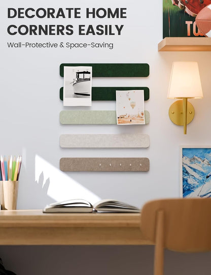 Fluxynara Cork Board Alternative Felt Strip Board 8-Pack 13"x2", Office Pin Board with 50 Push Pins, Adhesive Install for Bedroom Door & Home Office(Linen Dusk)