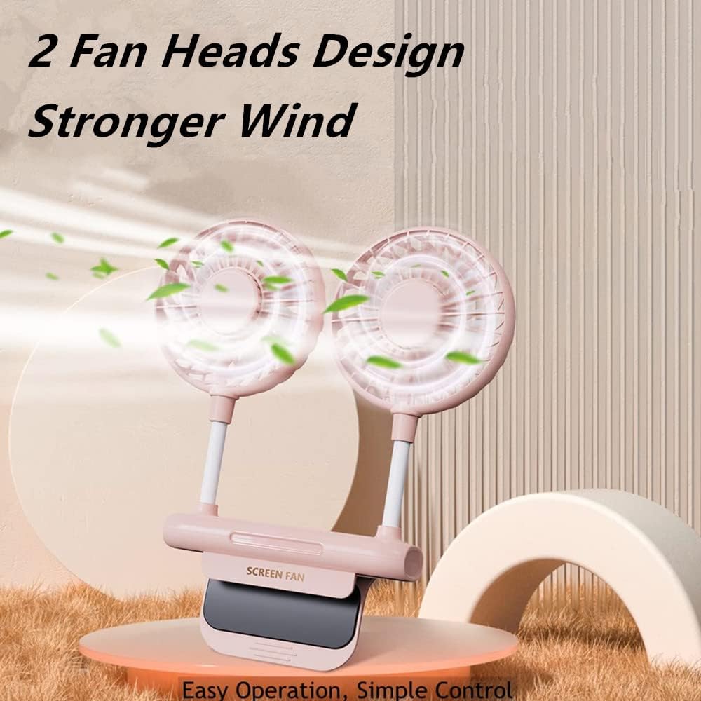Monitor Fan with LED Lights, USB Desktop Fan with 2 Rotatable Heads, 3 Speeds Desk Fans Small Quiet with Sturdy Adjustable Clamp, Strong Wind Office Personal Cooling Fans for Laptop, Desktop.