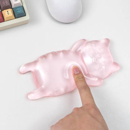 Ergonomic Gel Mouse Wrist Rest – Clear Cute Cat Mouse Wrist Rest, Comfort & Support for Typing and Gaming (Pink)