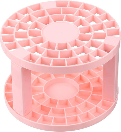 PATIKIL 1pcs White Minimalist Plastic Paint Brush Holder, 49 Holes Round Artist Desk Makeup Pencil Organizer