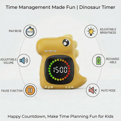 Visual Timer for Kids Light Blue Dinasuor Kids Timer Visual Led Rechargeable Toddler Timer Visual Countdown for Classroom Home Studing Playing