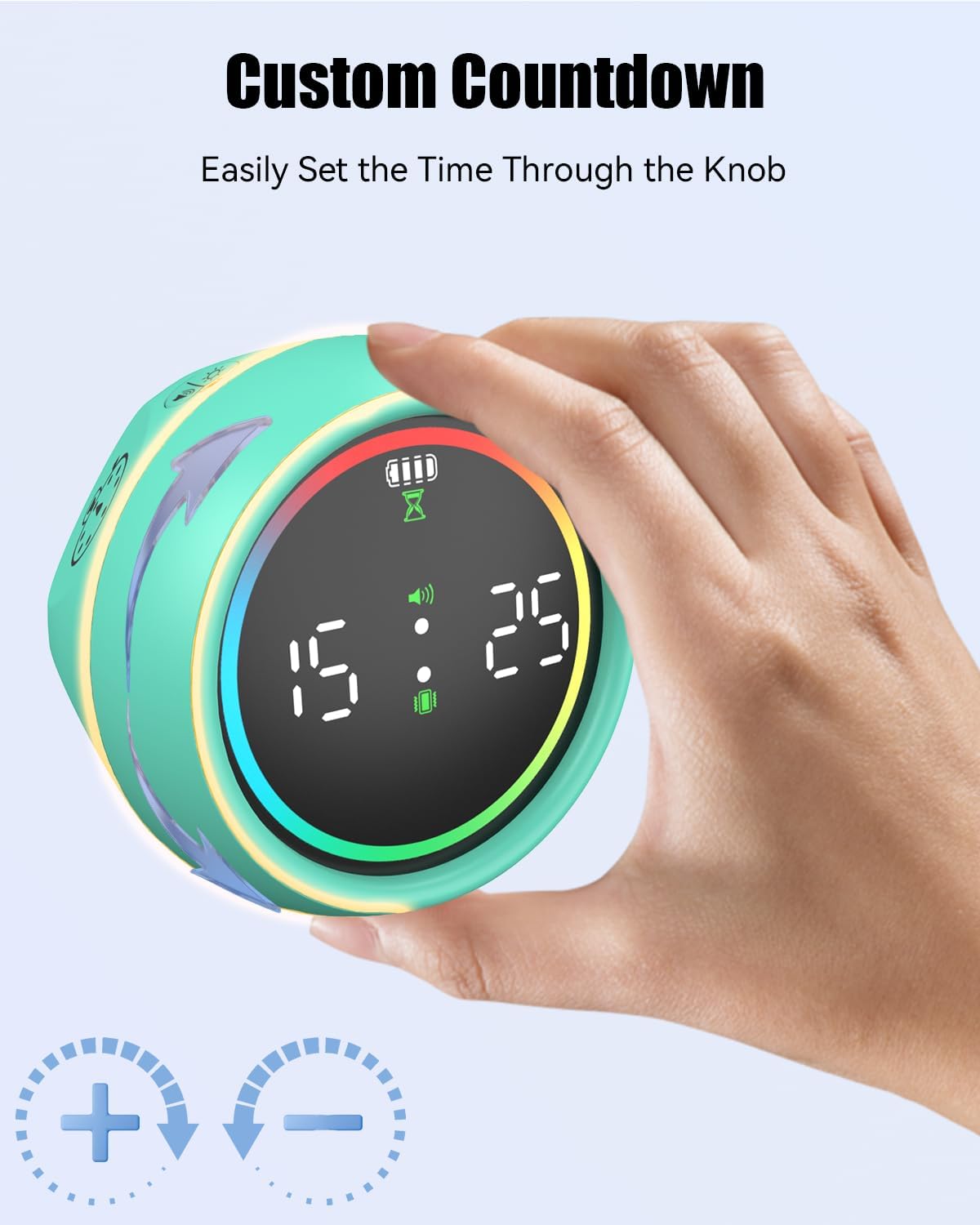 Pomodoro Timer Cube, Productivity Timer for Kids with 1, 5, 10 Min Preset Countdown, Stopwatch and Custom Countdown, for ADHD, Study, Work, Fitness, Cooking (Purple)