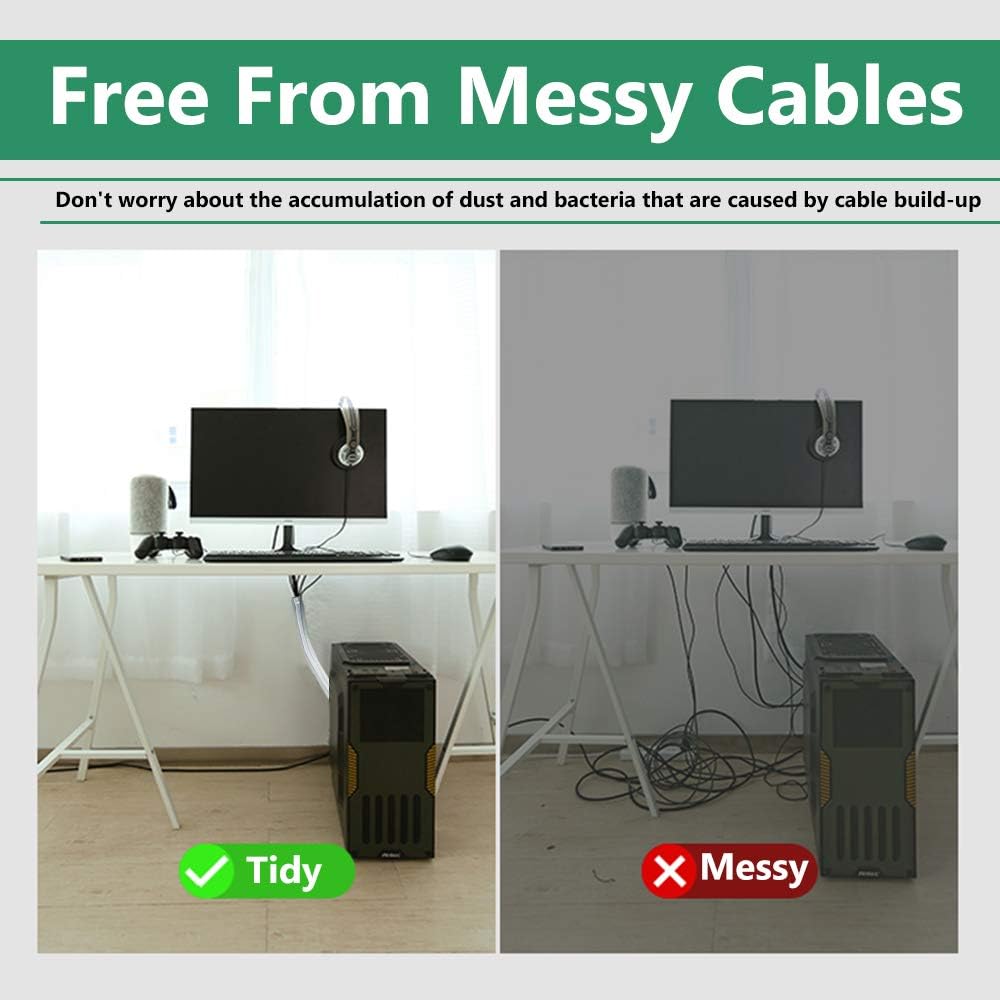 Flexible Cable Management Sleeve with Zipper - Extendable Cord Organizer System Wrap Wire Cable Cover Sleeve Holder, Keep Home & Office Clean Safe Protector for TV/Media, Beige, 39 Inches, 2 Pcs