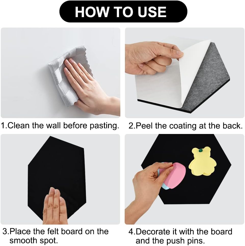 Vuzvuv Black 28"x16" Large Cork Board with 50 Push Pins & Sticky Notes, Self-Adhesive Bulletin Board for Wall, Felt Pin Vision Board for Paste Notes,Schedules Offices Home