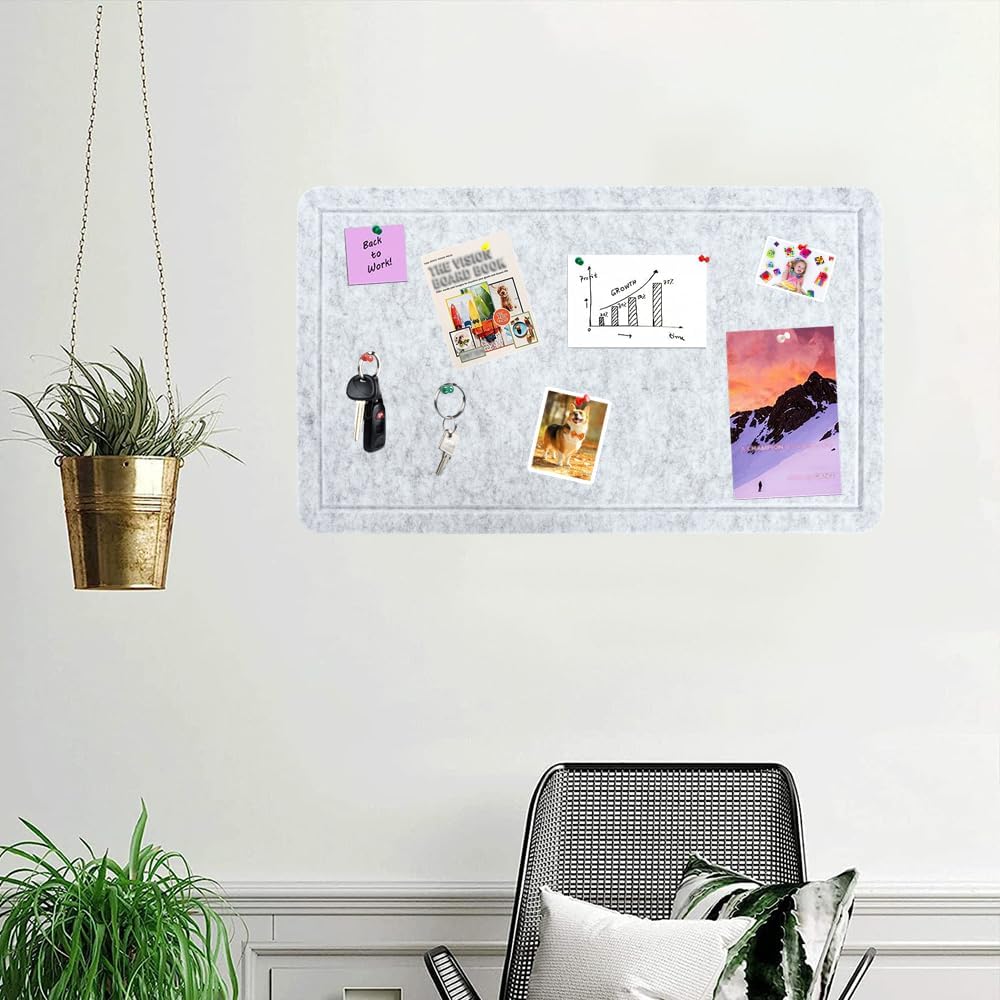Vuzvuv Black 28"x16" Large Cork Board with 50 Push Pins & Sticky Notes, Self-Adhesive Bulletin Board for Wall, Felt Pin Vision Board for Paste Notes,Schedules Offices Home