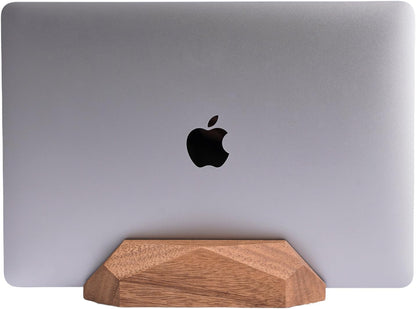 Dual Laptop Holder Adjustable Vertical Laptop Stand, 2 Slots MacBook Stand Wood,Wooden Laptop Stand,Vertical Laptop Holder for Desk, Widen Dock Fits All MacBook/Surface pro