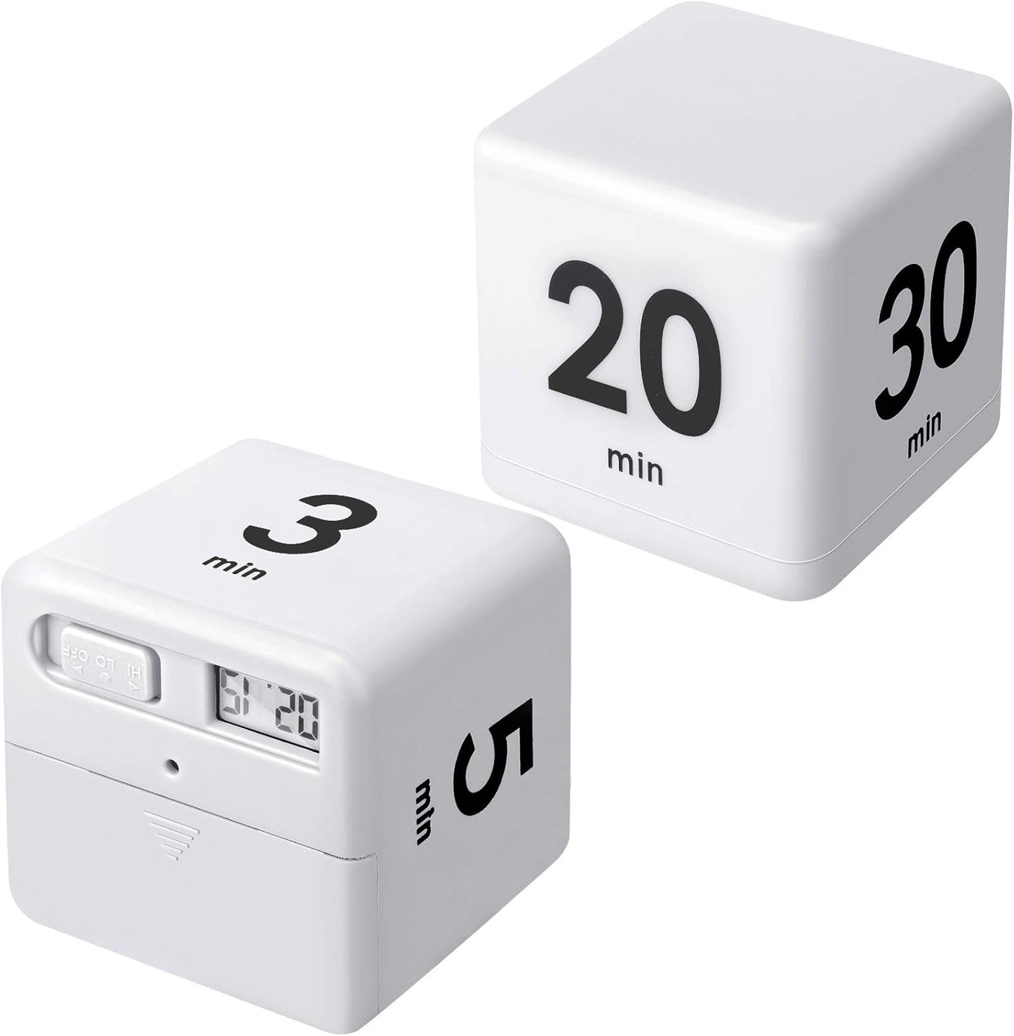 Weewooday 2 Pieces Cube Productivity Timer Flip Gravity Sensor Flip Countdown Countup Workout Timer Management 1 3 5 10 Minutes and 15 20 30 60 Minutes for Work Learning Kitchen Cooking(Green, Blue)