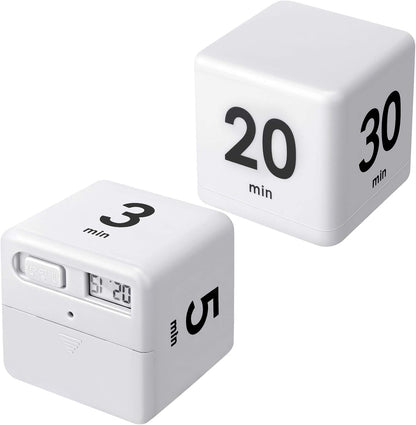 Weewooday 2 Pieces Cube Productivity Timer Flip Gravity Sensor Flip Countdown Countup Workout Timer Management 1 3 5 10 Minutes and 15 20 30 60 Minutes for Work Learning Kitchen Cooking(Green, Blue)