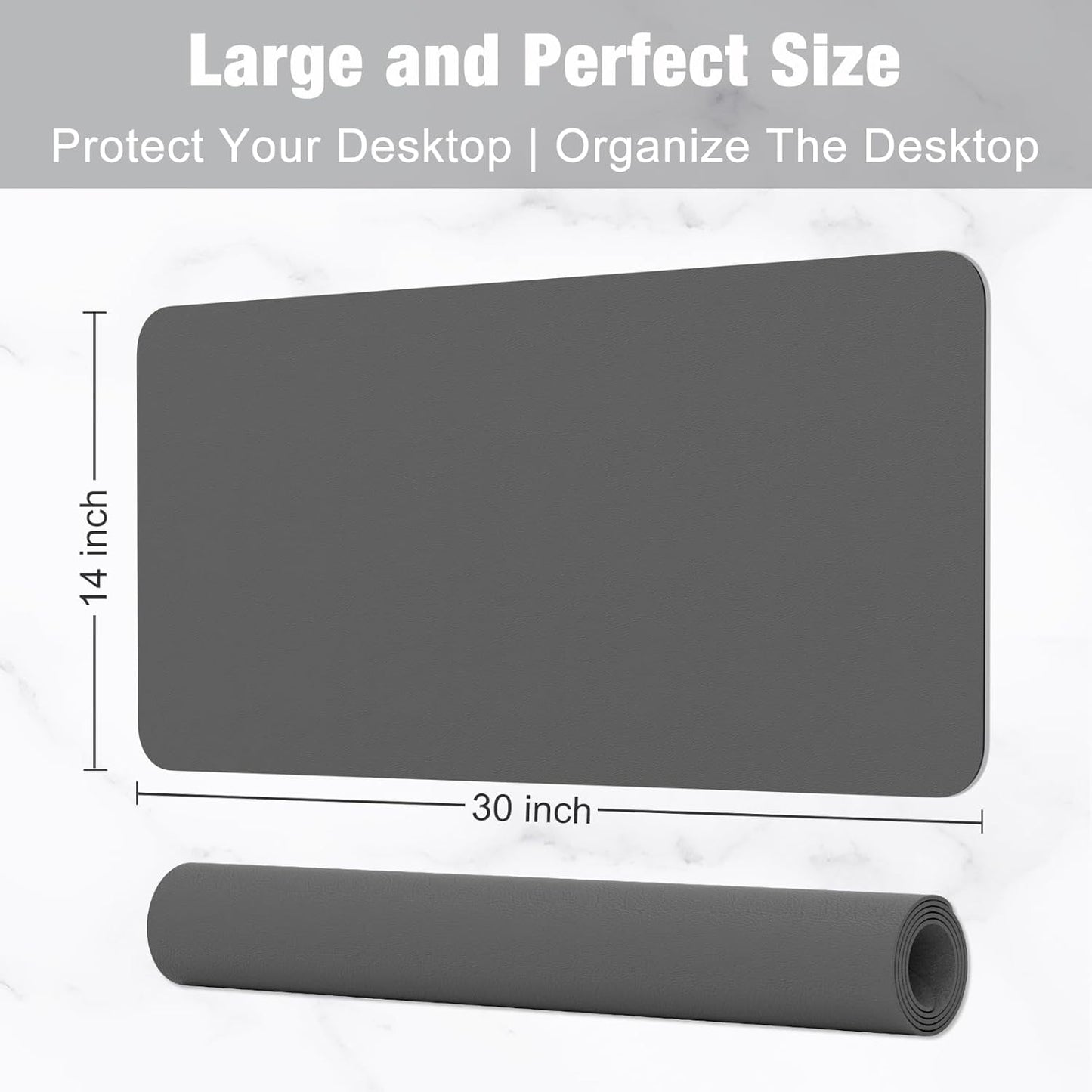 Hsurbtra Desk Pad, 23.6" x 13.8" PU Leather Desk Mat, M Extended Mouse Pad, Waterproof Desktop Blotter Protector, Non-Slip Ultra Thin Small Laptop Keyboard Writing Mat for Office Home, Pink