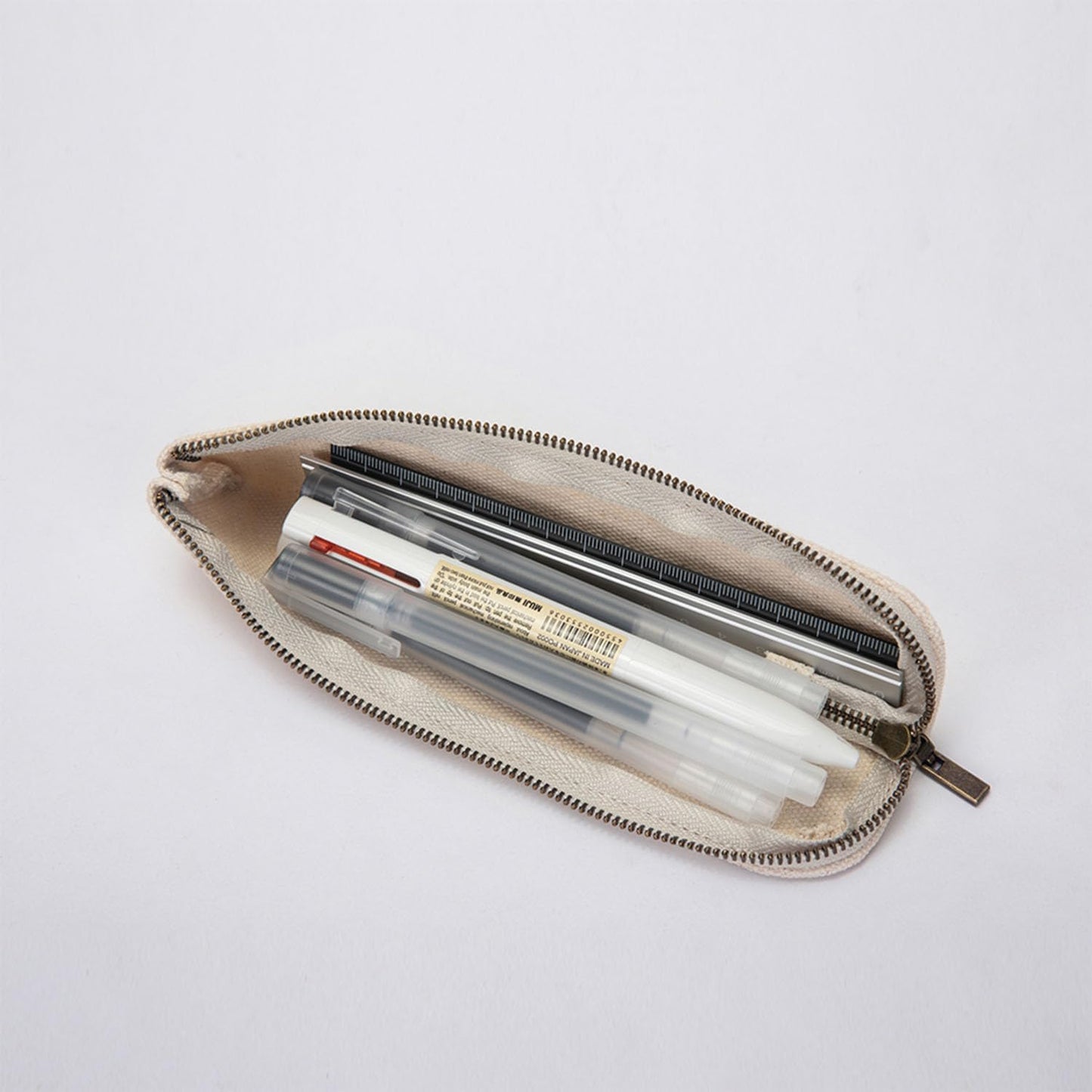 Canvas Pencil Case Small Pencil Pouch Slim Lightweight Pen Case Holder Cute Zipper Bag for School Office