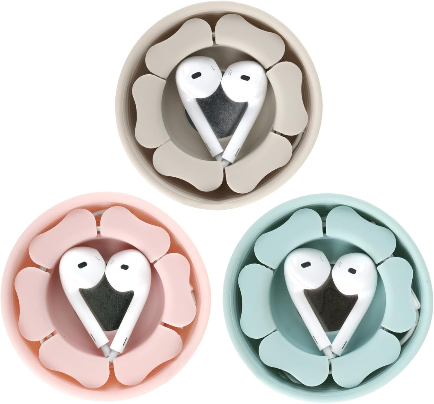 MAIRUI Wired Earbud Case 3 Pack Earphone Headphone Cord Organizer Earbuds Wrap Soft Silicone Magnetic Holder Storage Tangle Free Cable Winder(Red/Blue/Green)