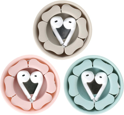 MAIRUI Wired Earbud Case 3 Pack Earphone Headphone Cord Organizer Earbuds Wrap Soft Silicone Magnetic Holder Storage Tangle Free Cable Winder(Red/Blue/Green)