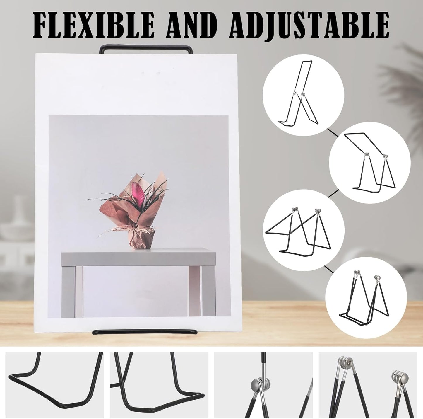 6 Pack 9.17 Inch Large Metal Book Stand for Display Adjustable Display Holder Easel Collector Stand for Home Office Back to School Books Frames Comic Plates Album CD Magazine