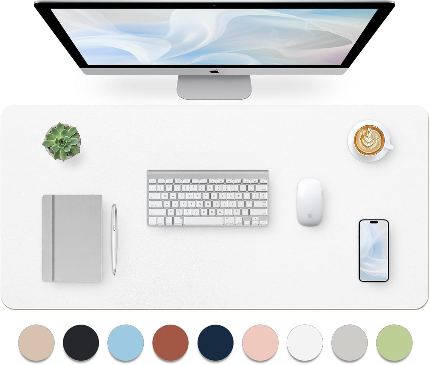 Bloss Leather Desk Pad and Keyboard Wrist Rest, Large Mouse Pad + Keyboard Pad+Mouse Wrist Support, Non-Slip Desk Mat Protector for Office, Home(31.5×15.7 Inches,Beige) - Colors B