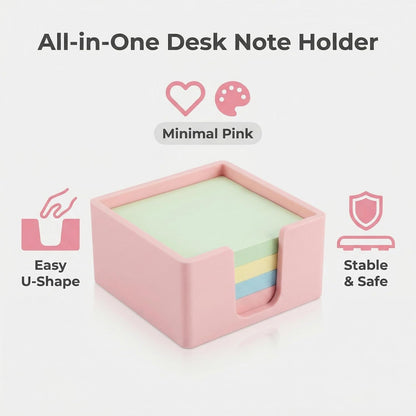 Silicone Sticky Note Holder for Desk - Modern 3x3 Inch Memo Pad Dispenser Post Note Holder, Minimalist Desk Storage Organizer for Office, Home, and School, White