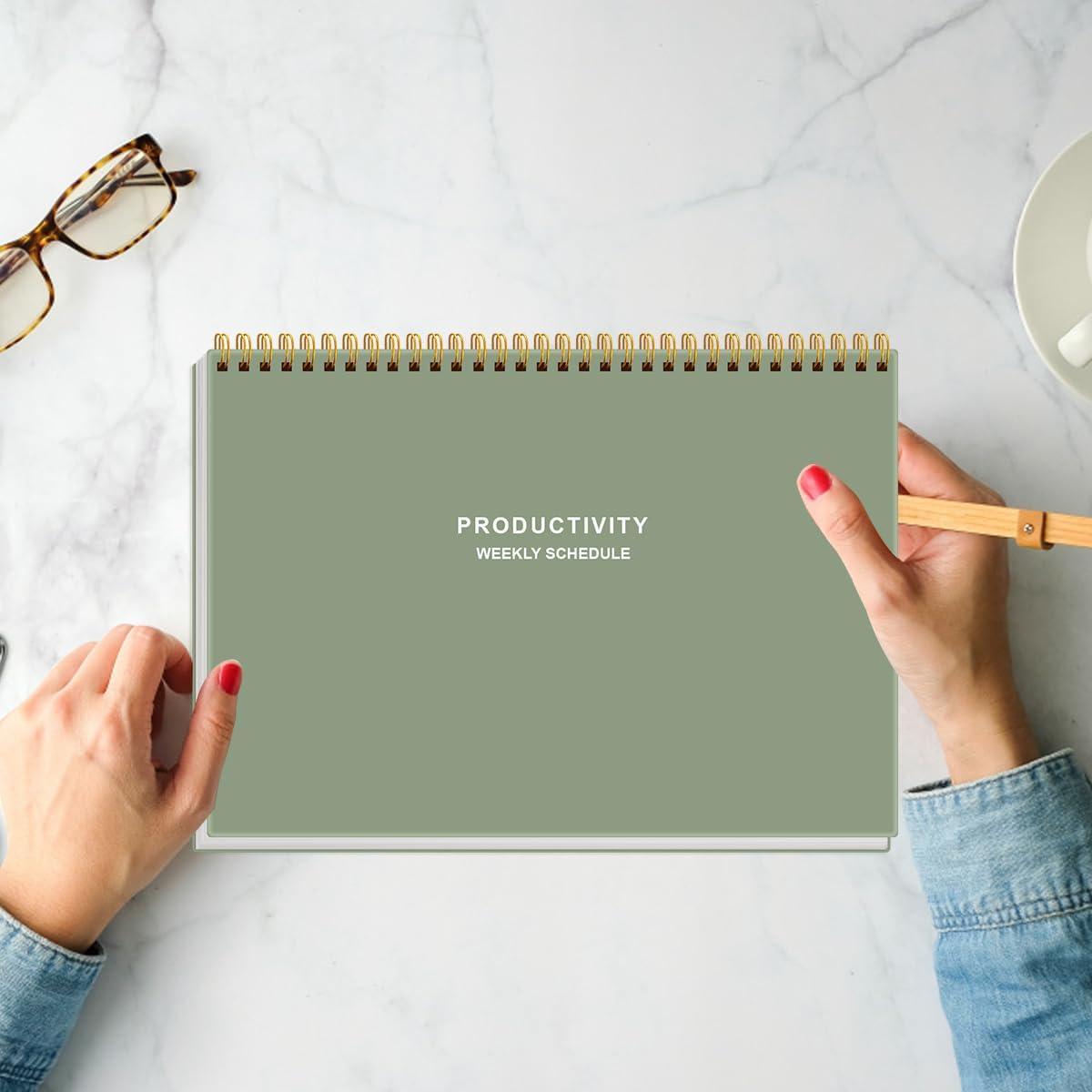Weekly Productivity Planner - 8" x 11" Dashboard Desk Pad/Planner, Habit Tracker, Spiral Undated Weekly Planner for Office/School/Home, 54 Weeks, Black