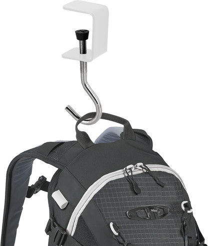 2 Pcs Desk Mount Bag Holder Hook Clamp-On Backpack Hanger Portable Desk Mount Headphones Holder Reduce Desk Clutter for Table Desk, Under Counter