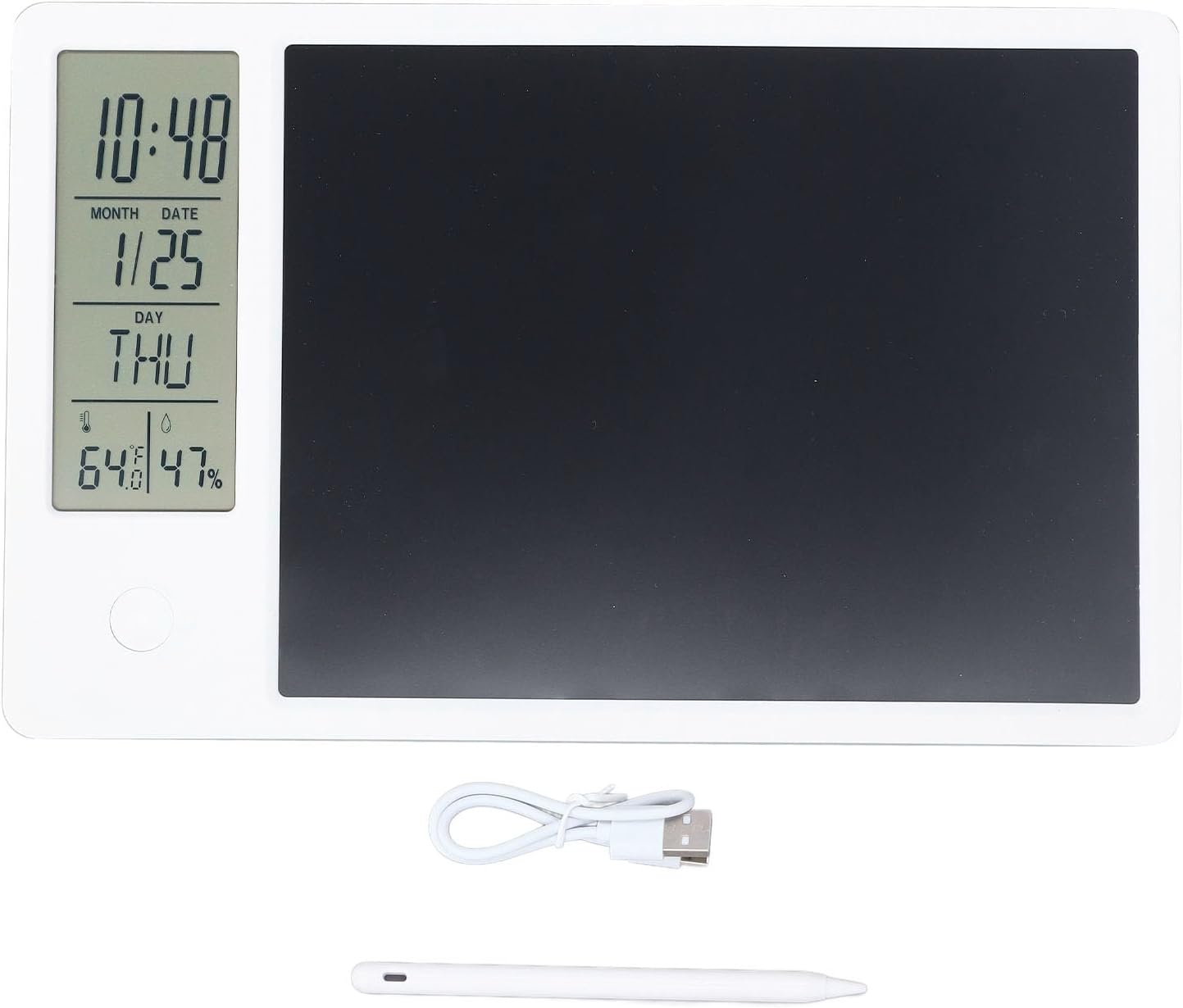 Tissting Digital Calendar Memo Board 8.5x11in/21.6x27.9cm LCD Writing Pad with Time Temp Display - Rechargeable Desktop Organizer for Office Home Electronic Paperless Note Taking Planning Tool