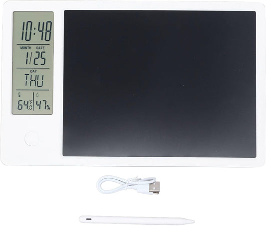 Tissting Digital Calendar Memo Board 8.5x11in/21.6x27.9cm LCD Writing Pad with Time Temp Display - Rechargeable Desktop Organizer for Office Home Electronic Paperless Note Taking Planning Tool