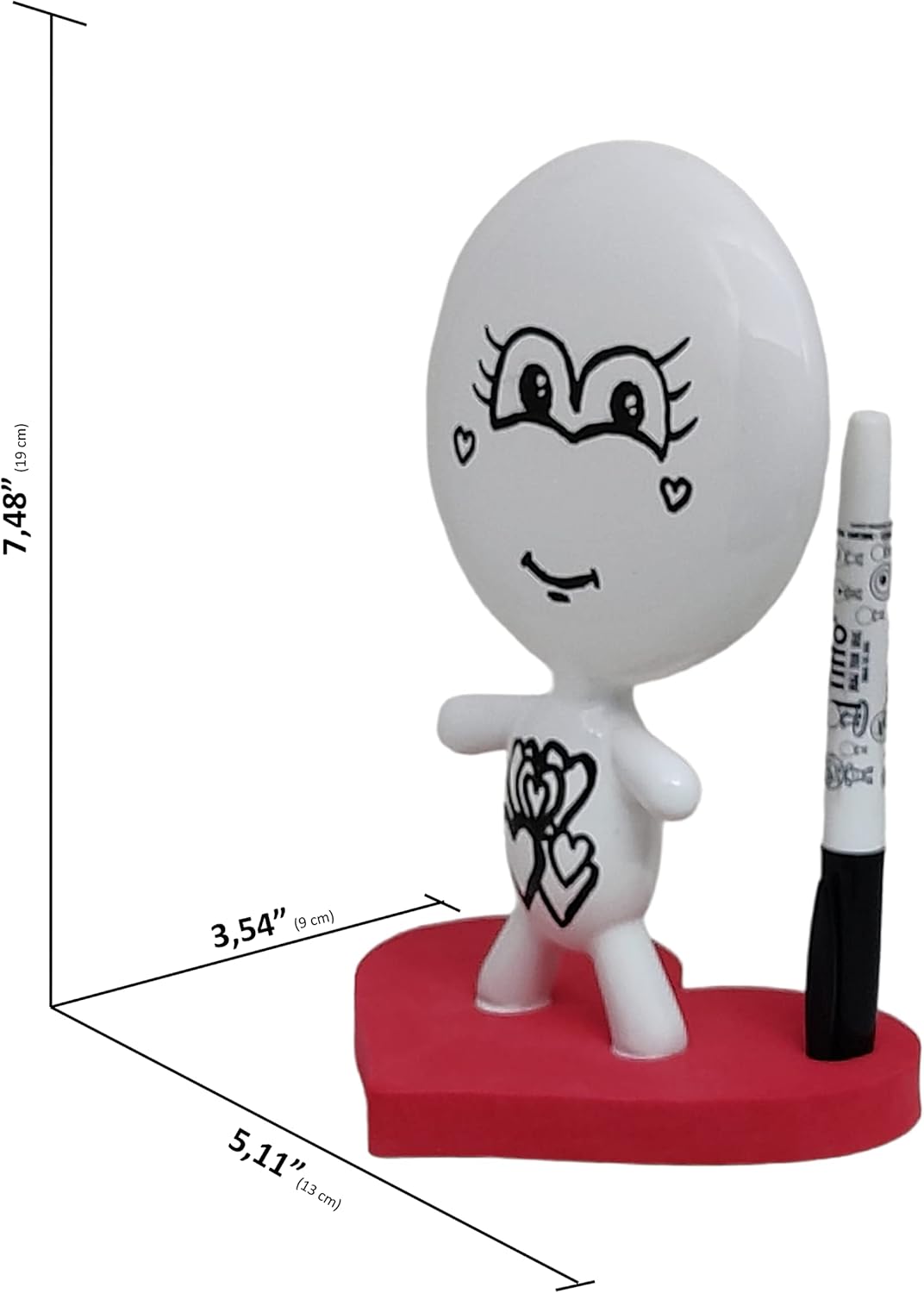 Dry Erase Board - TITTO in Love, Draw Your Ideas - Ceramic Doll - Black Office Design Desk - Coworkers Office Home Gift (Black)