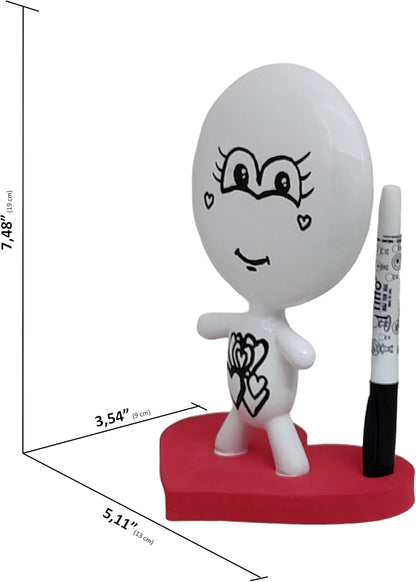 Dry Erase Board - TITTO in Love, Draw Your Ideas - Ceramic Doll - Black Office Design Desk - Coworkers Office Home Gift (Black)