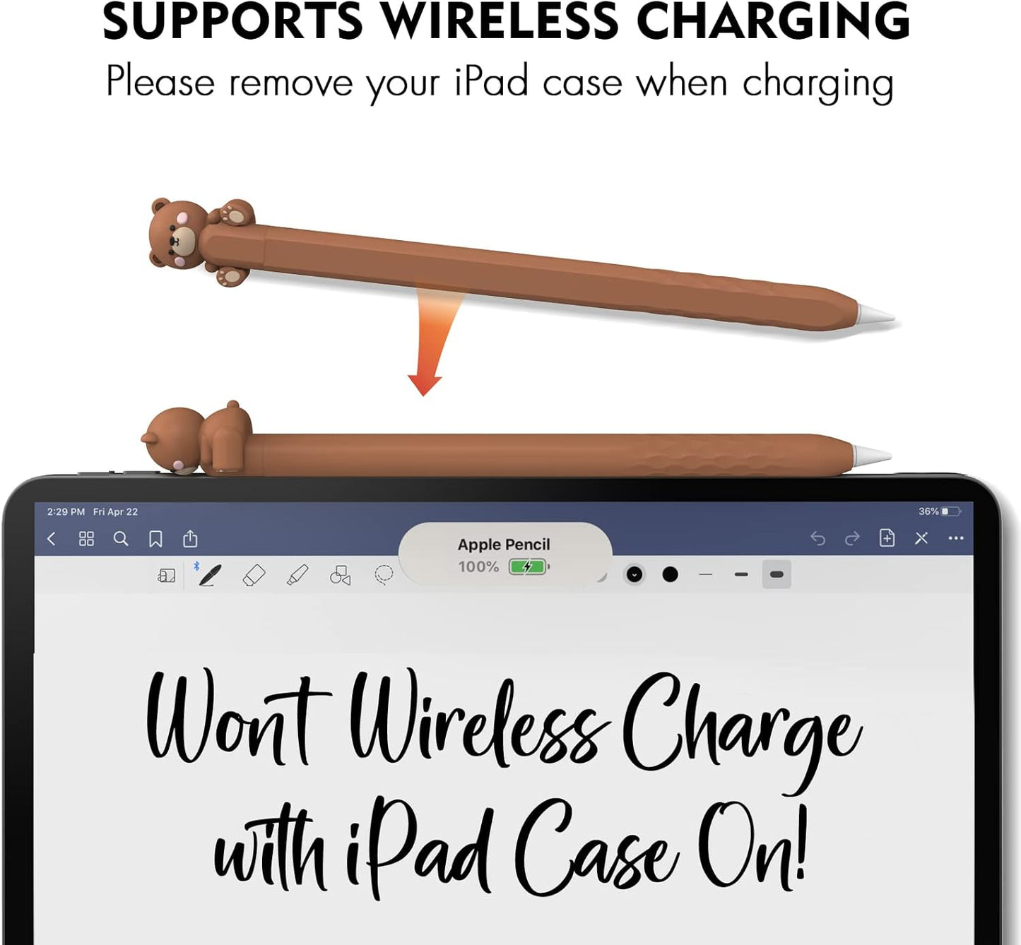NIUTRENDZ Cute Bear Apple Pencil Case for Apple Pencil 2nd Generation Case Silicone Protective Cover Sleeve Skin Accessories (Brown, Apple Pencil 2nd Generation)