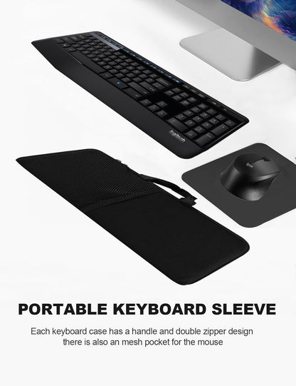Portable Keyboard Bag Laptop Keyboard Sleeve Shockproof Dustproof Neoprene Case for Logitech MK345/MK850/ for Lovaky 2.4G Ergonomic Performance Wireless Keyboard Mouse Combo