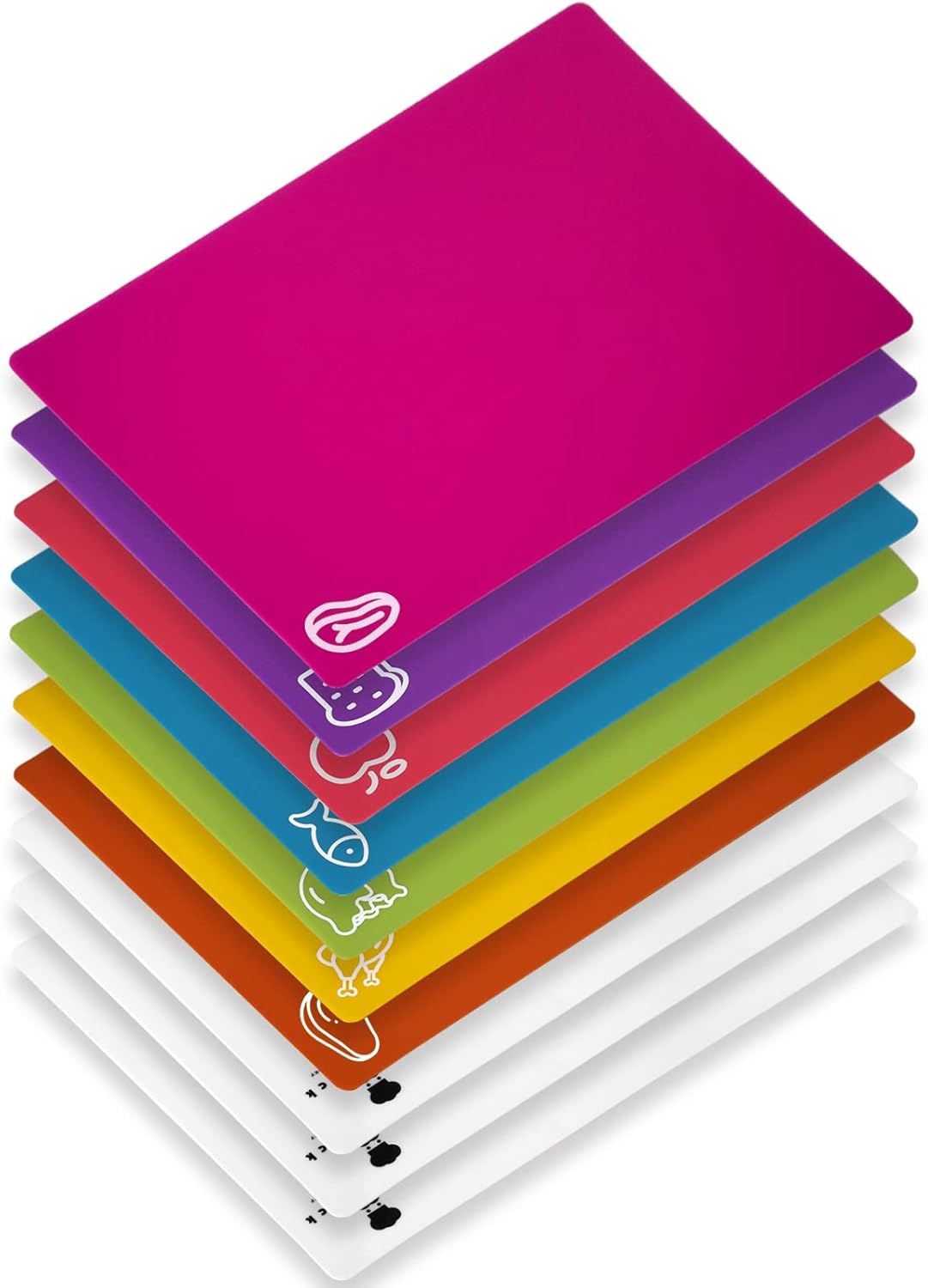 Goodluck 7 Pieces Flexible Cutting Boards, BPA Free Plastic Cutting Boards for Kitchen, Non Slip Cutting Mat for Meat and Vegetables